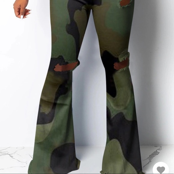 camo bell bottom jeans